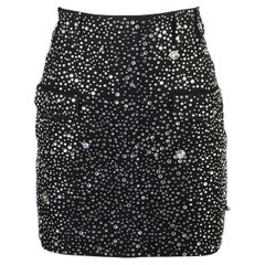 Balmain Crystal Embellished Denim Mini Skirt FR 36 UK 8