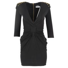 Balmain Crystal Embellished Draped Jersey Mini Dress Fr 34 Uk 6