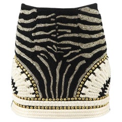 Balmain Crystal Embellished Suede Mini Skirt FR 36 UK 8 