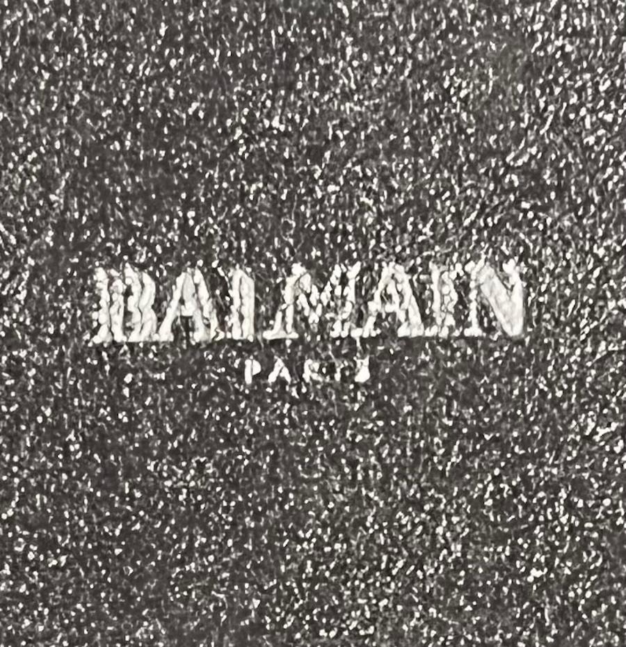 Balmain - Bracelet manchette en cuir et cristal Unisexe en vente