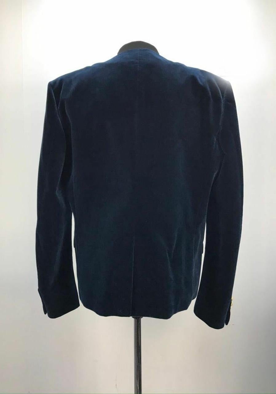 Black BALMAIN DARK BLUE VELVET BLAZER Jacket 60 - 54 from Celebrity Closet