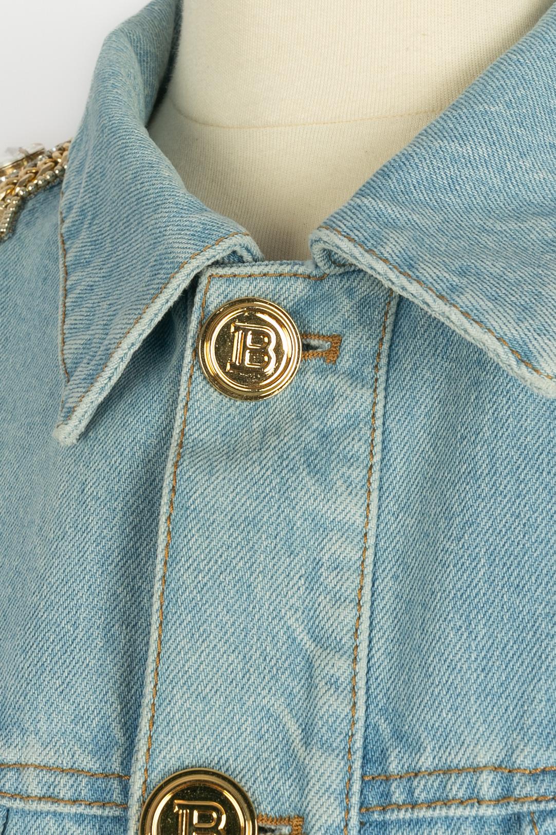 Balmain Jeansjacke (Grau) im Angebot