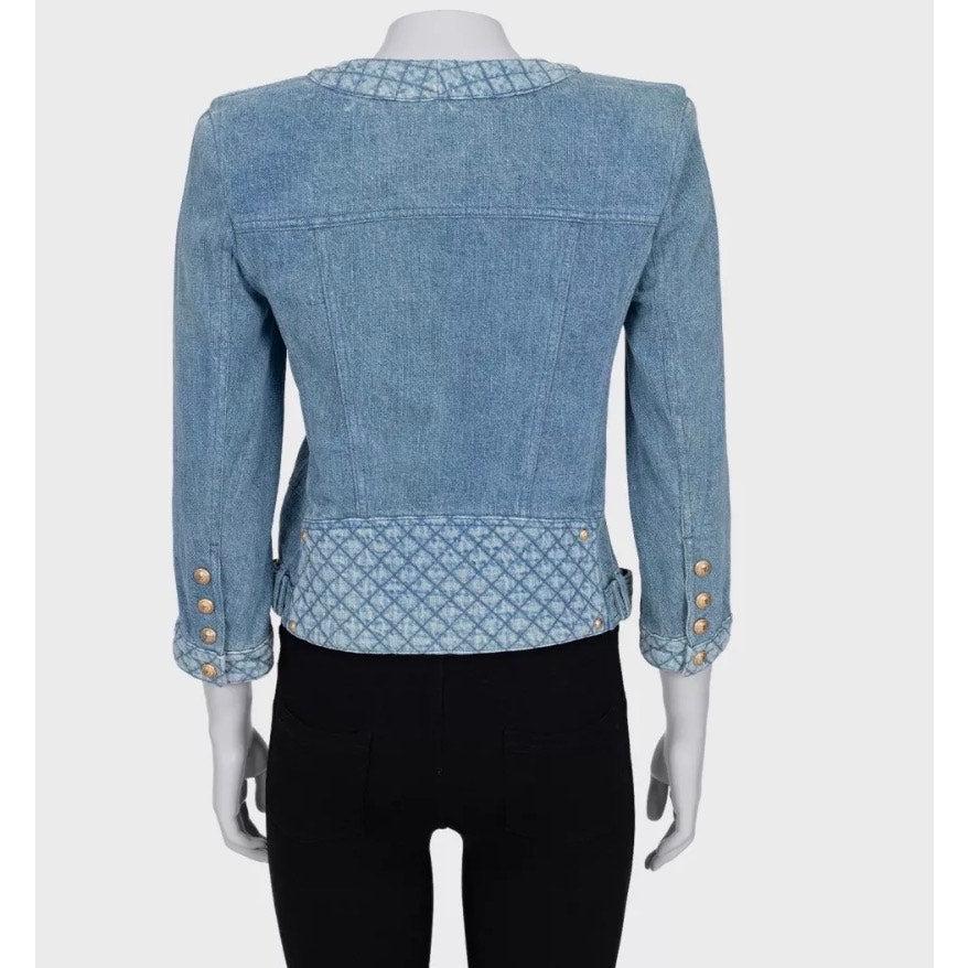 Balmain Denim Jacket with Gold Hardware - Size FR38 (M) Azul en venta