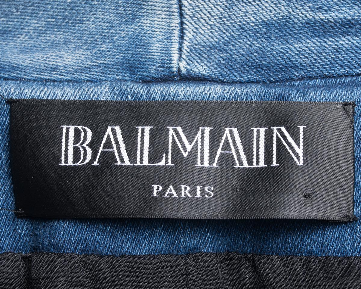 Women's Balmain Denim Jacket with Gold Military Buttons - L / 12