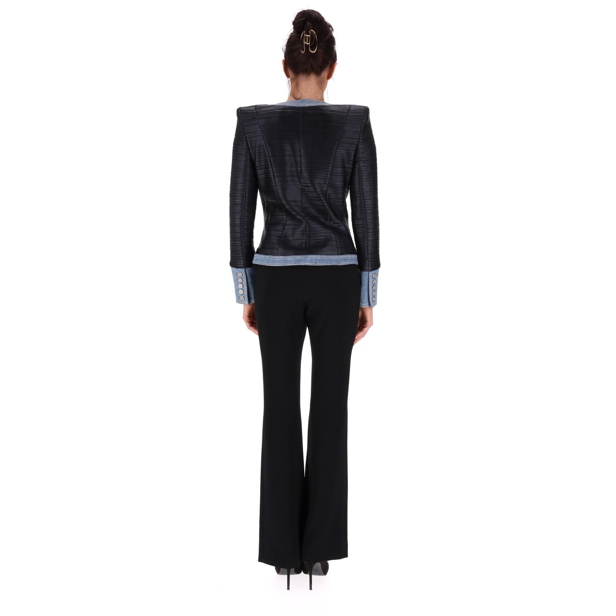 Balmain Denim-Trimmed Blazer/Jacket In Excellent Condition For Sale In London, GB