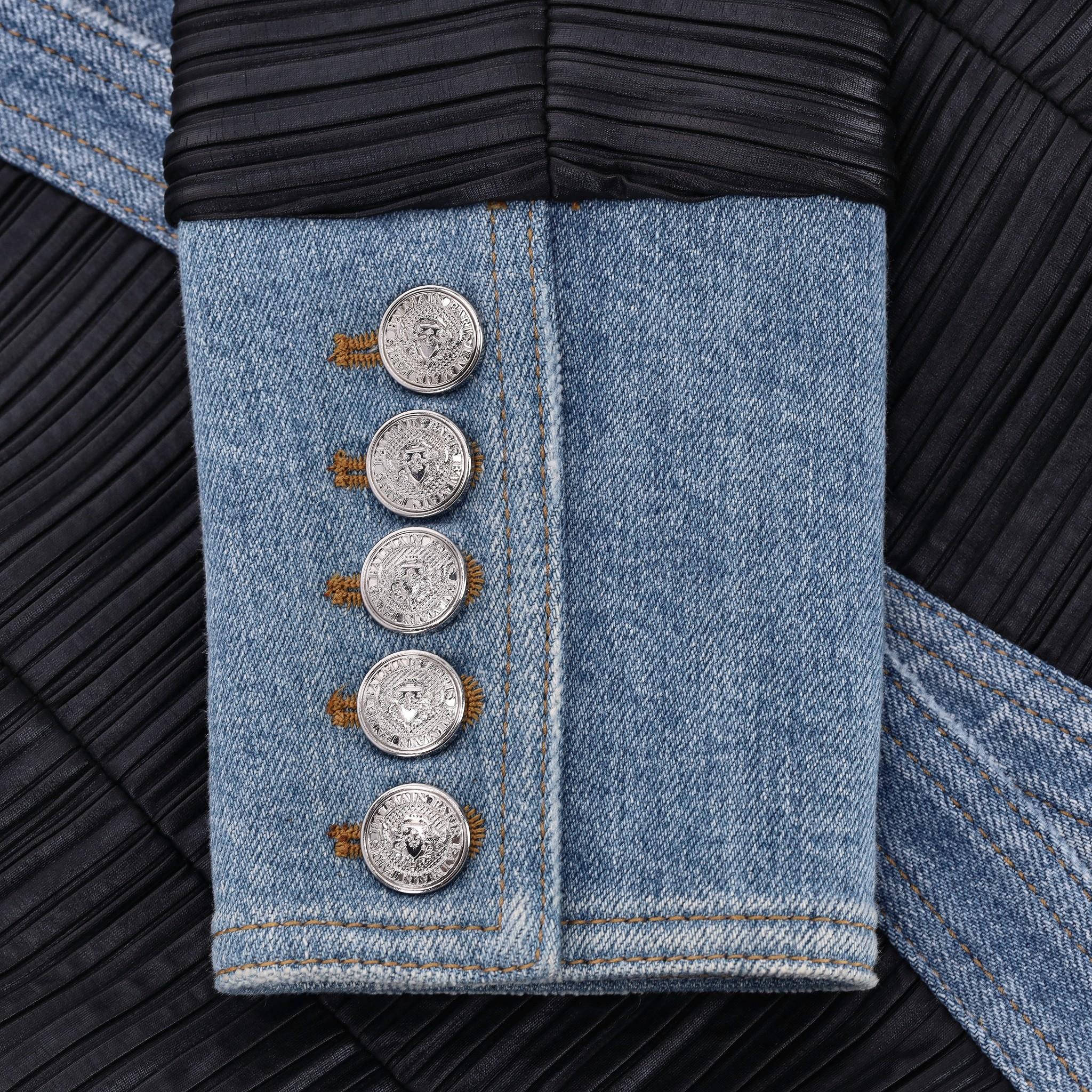 Balmain Denim-Trimmed Blazer/Jacket For Sale 1