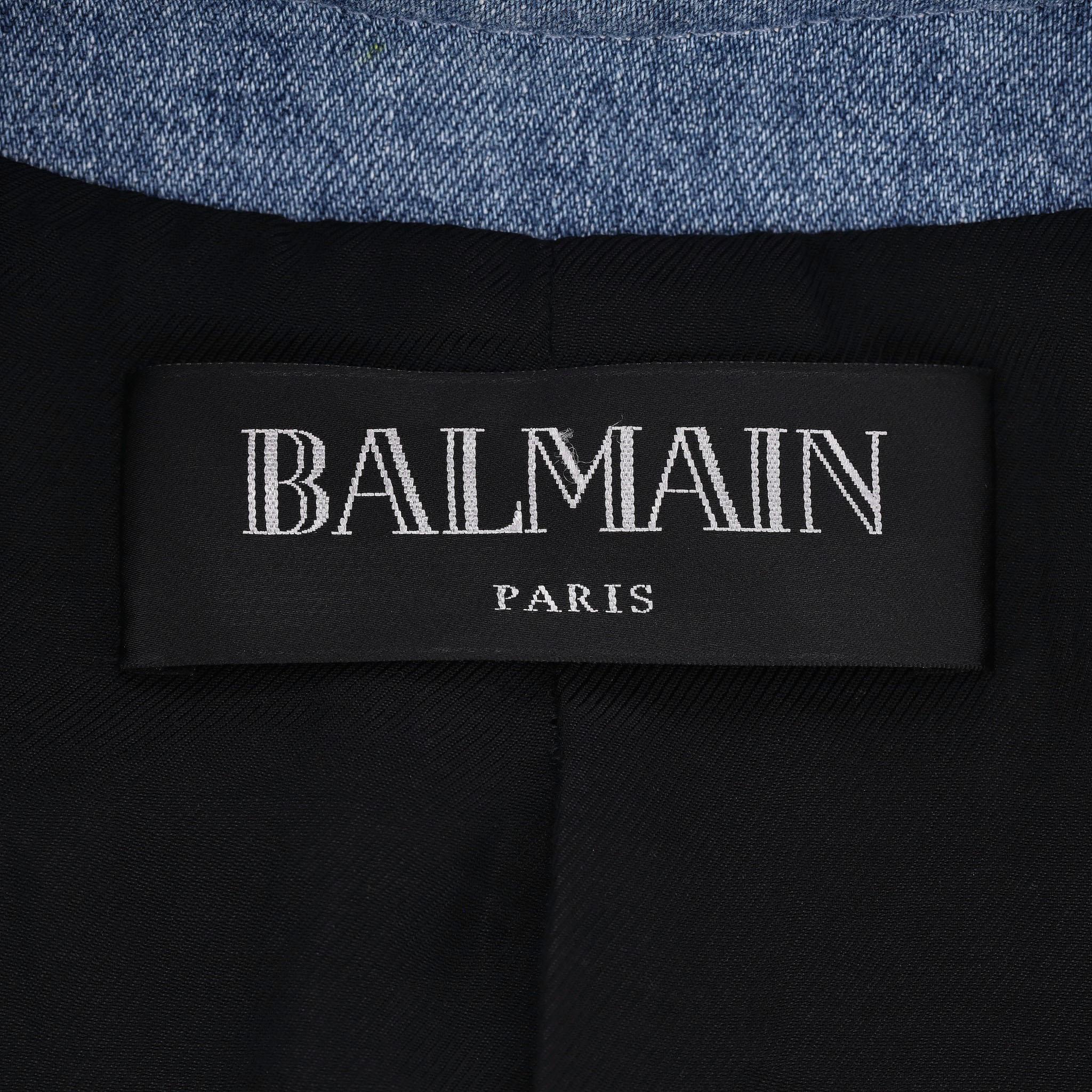 Balmain Denim-Trimmed Blazer/Jacket For Sale 2
