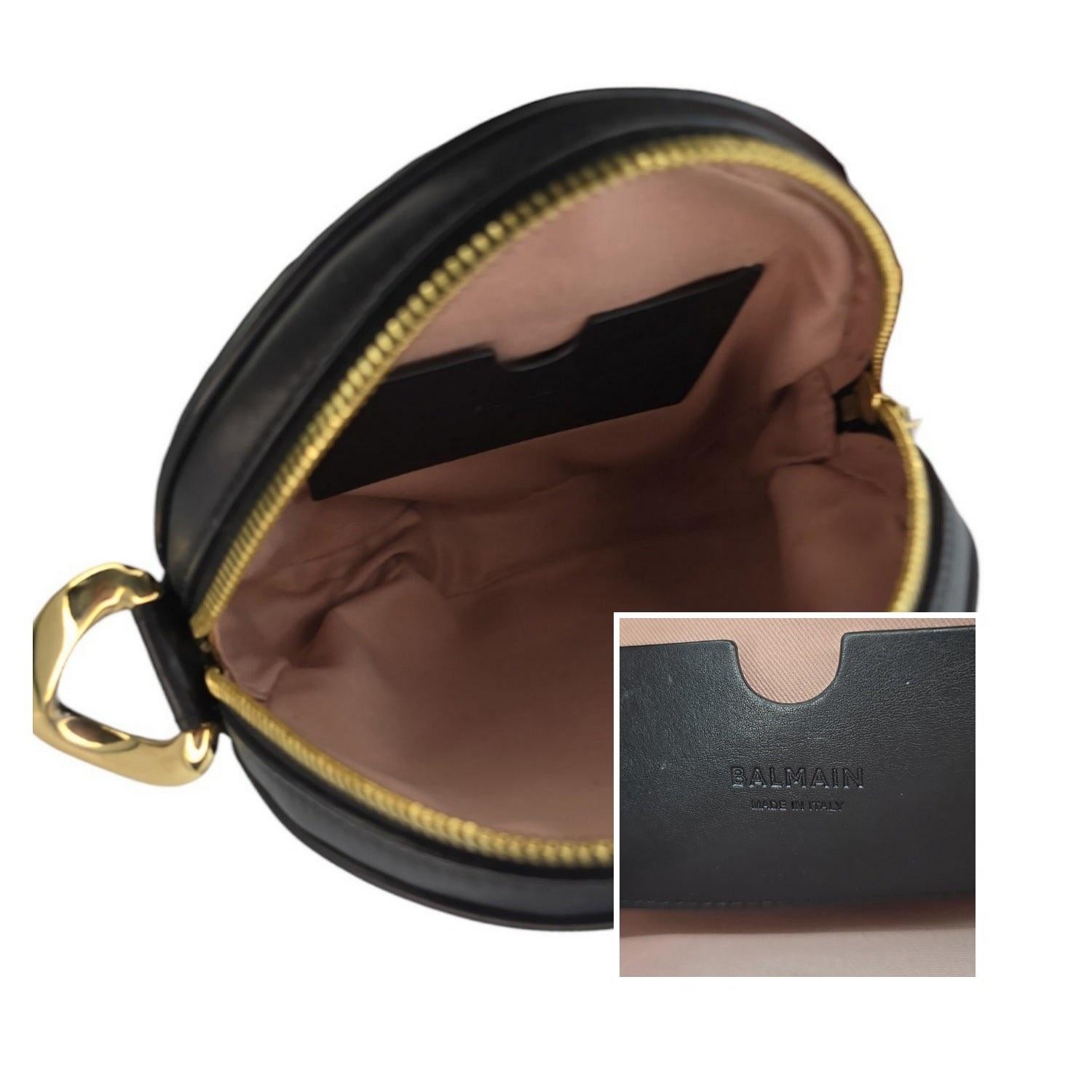Women's Balmain Disco Logo Quilted Leather Round Crossbody For Sale