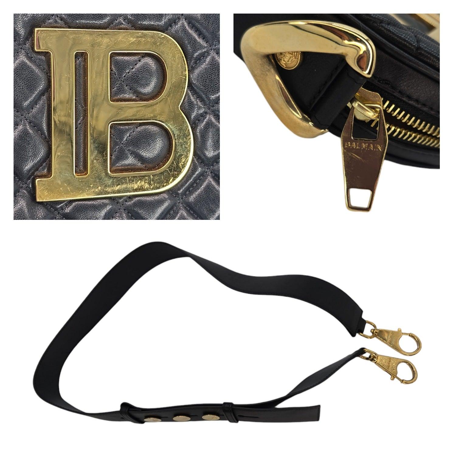 Balmain Disco Logo Quilted Leather Round Crossbody For Sale 1