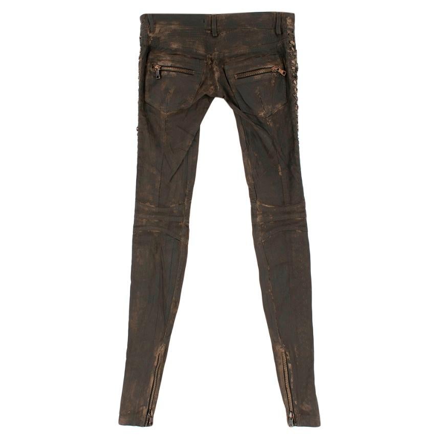 distressed leather pants