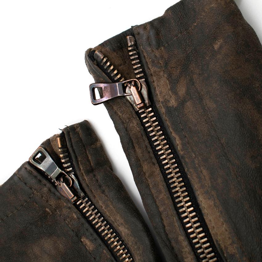 Balmain Distressed Leather Lace Up Biker Pants - Size US 4 1