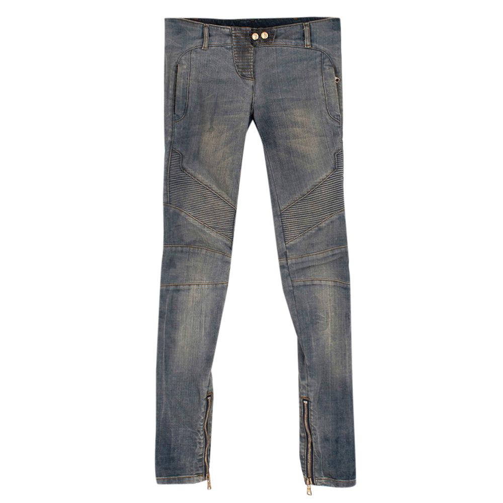 Balmain Distressed Ribbed Skinny Jeans 38/91