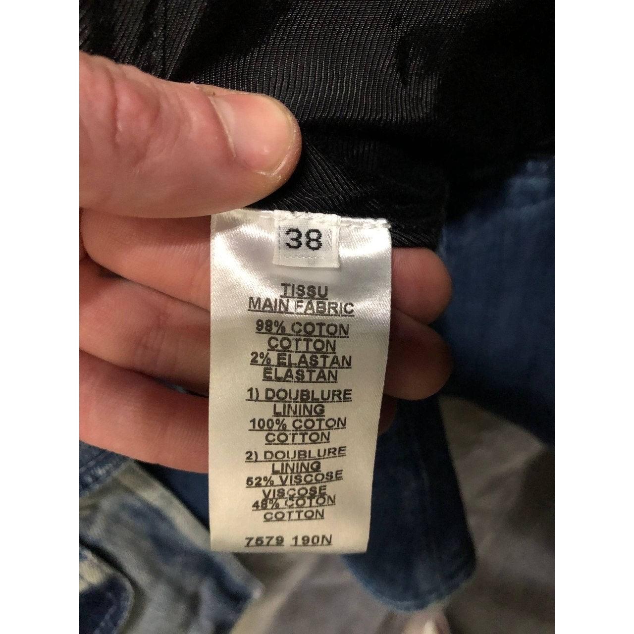 Giacca di jeans blu doppiopetto Balmain - Taglia 38 in vendita 1