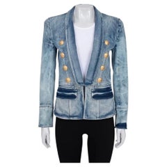 Balmain Double-Breasted Blue Denim Jacket - Size 38