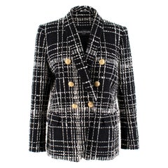 Balmain double-breasted bouclé-tweed jacket FR 42