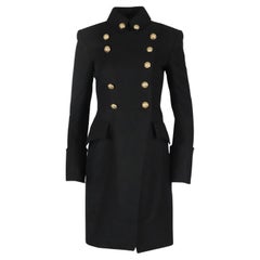 Balmain Double Breasted Cashmere And Wool Blend Coat Fr 38 Uk 10