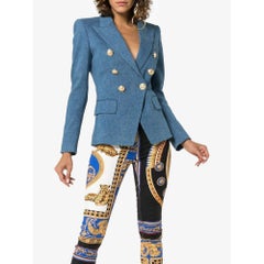 Balmain Double-Breasted Classic Denim Blazer