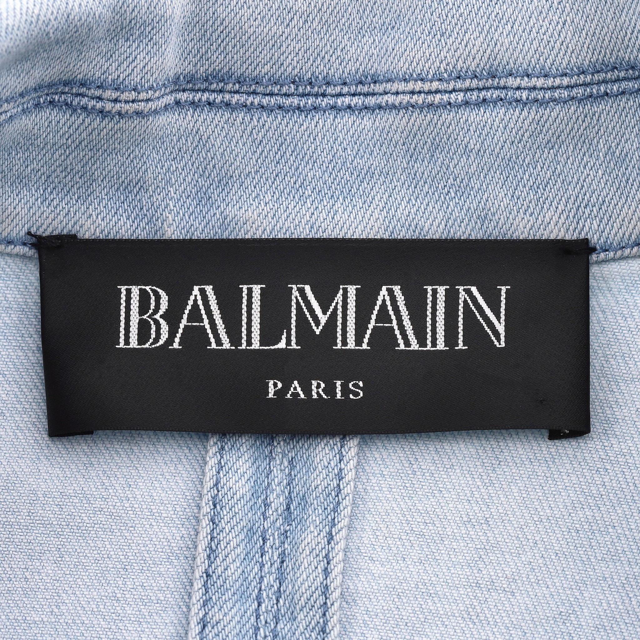 Balmain Double-Breasted Denim Jacket/Blazer For Sale 2