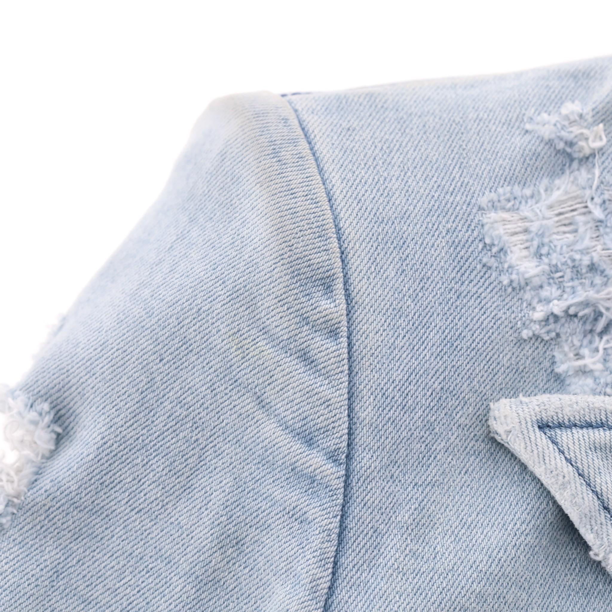 Balmain Double-Breasted Denim Jacket/Blazer For Sale 4