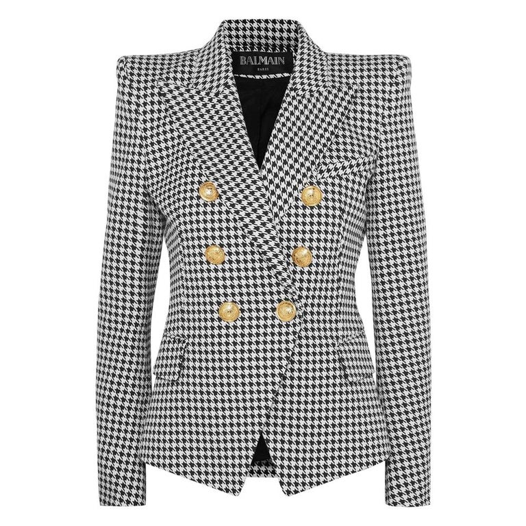 Balmain Double-breasted Houndstooth Cotton-blend Jacquard Blazer For ...