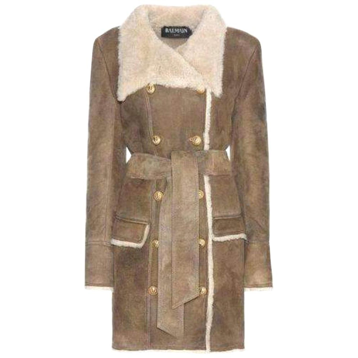 Balmain Double Breasted Shearling FR42 US6-8 For Sale at 1stDibs | balmain jacket, balmain shearling coat