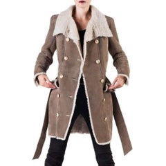 Balmain Double Breasted Shearling Line Suede Coat