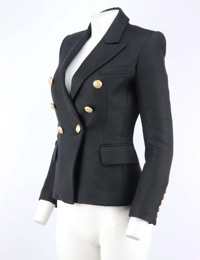 Balmain Double Breasted Tweed Blazer FR 36 UK 8 For Sale at 1stDibs
