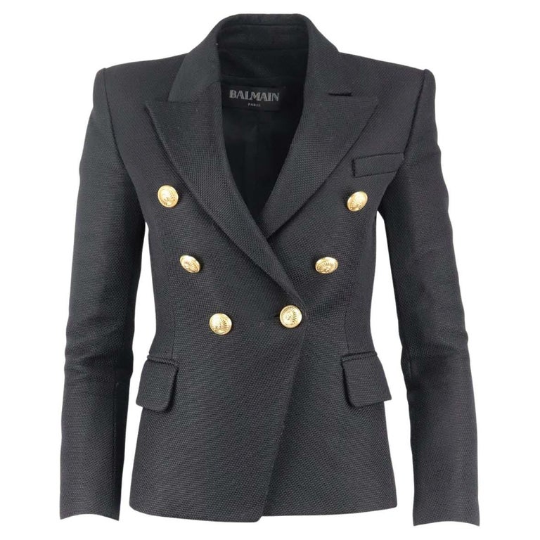 Balmain Double Breasted Tweed Blazer FR 36 UK 8 For Sale at 1stDibs