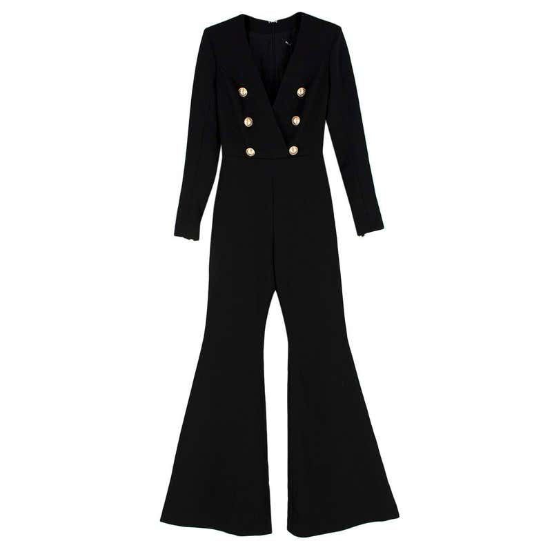 Balmain Button-Embellished Crepe Jumpsuit For Sale at 1stDibs