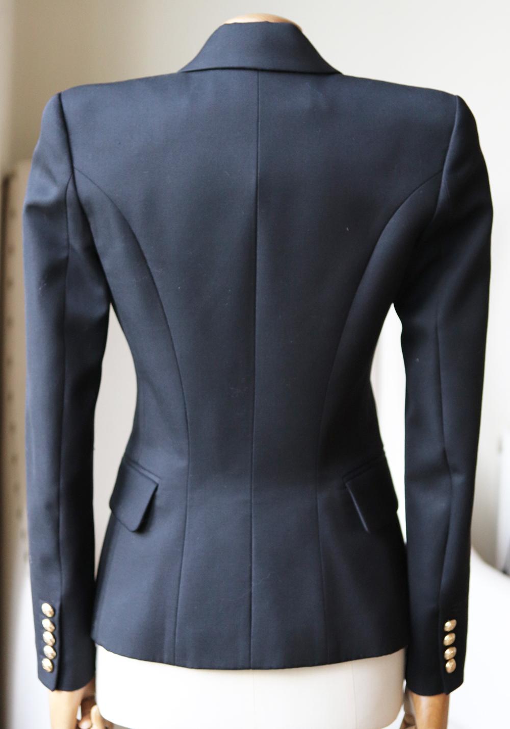 Balmain Double Breasted Wool Twill Blazer In Excellent Condition In London, GB