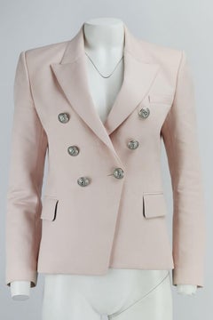 Balmain Double Breasted Wool Twill Blazer Fr 40 Uk 12