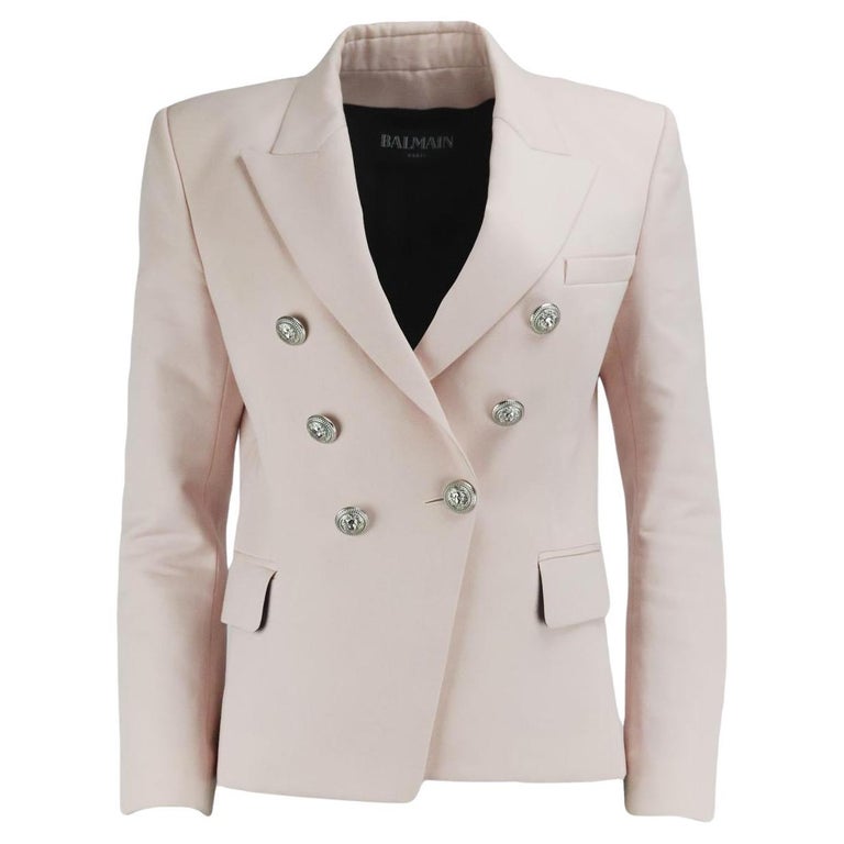 Balmain Double Breasted Wool Twill Blazer Fr 40 Uk 12 For Sale at 1stDibs