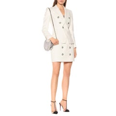 Balmain Double-breasted Wool-Twill White Blazer