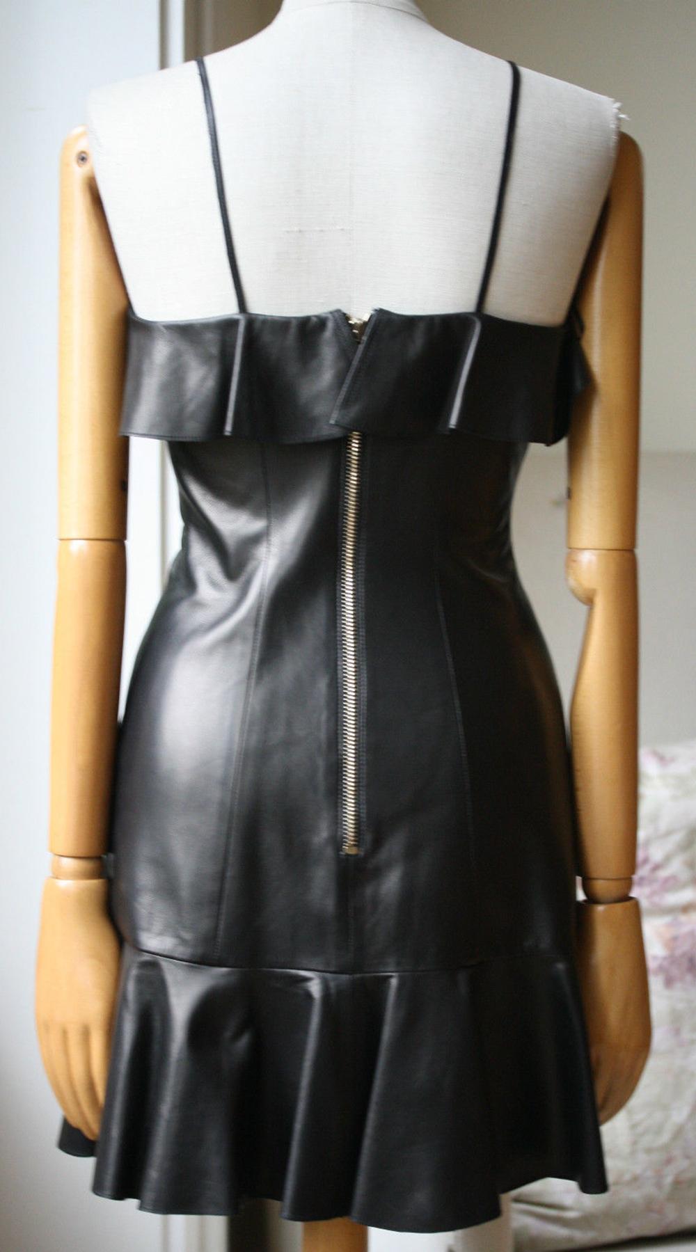 leather balmain gown