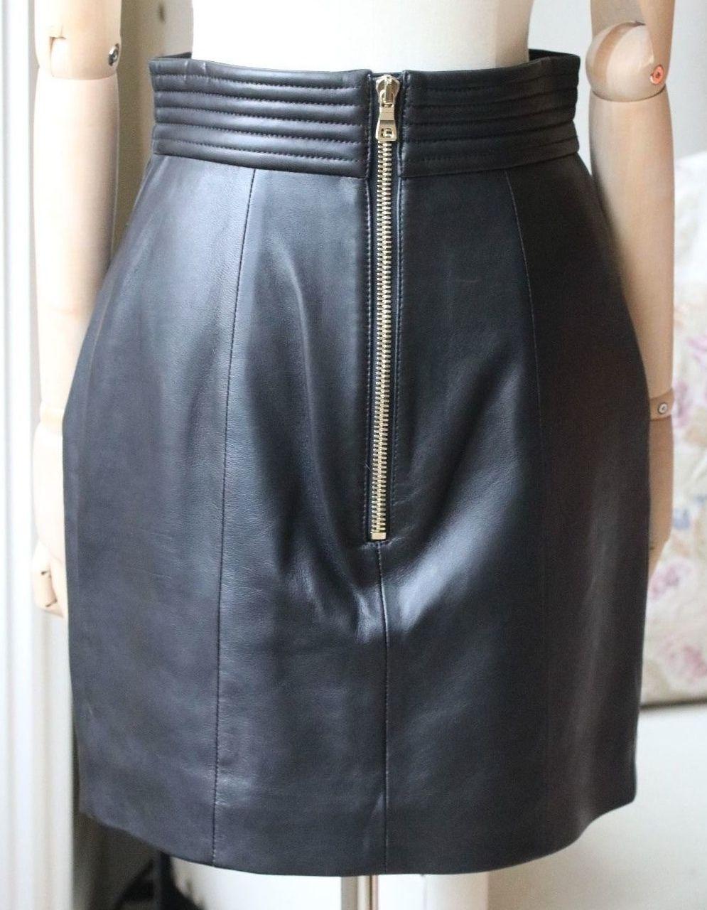 Balmain Draped Leather Mini Skirt  In Excellent Condition In London, GB