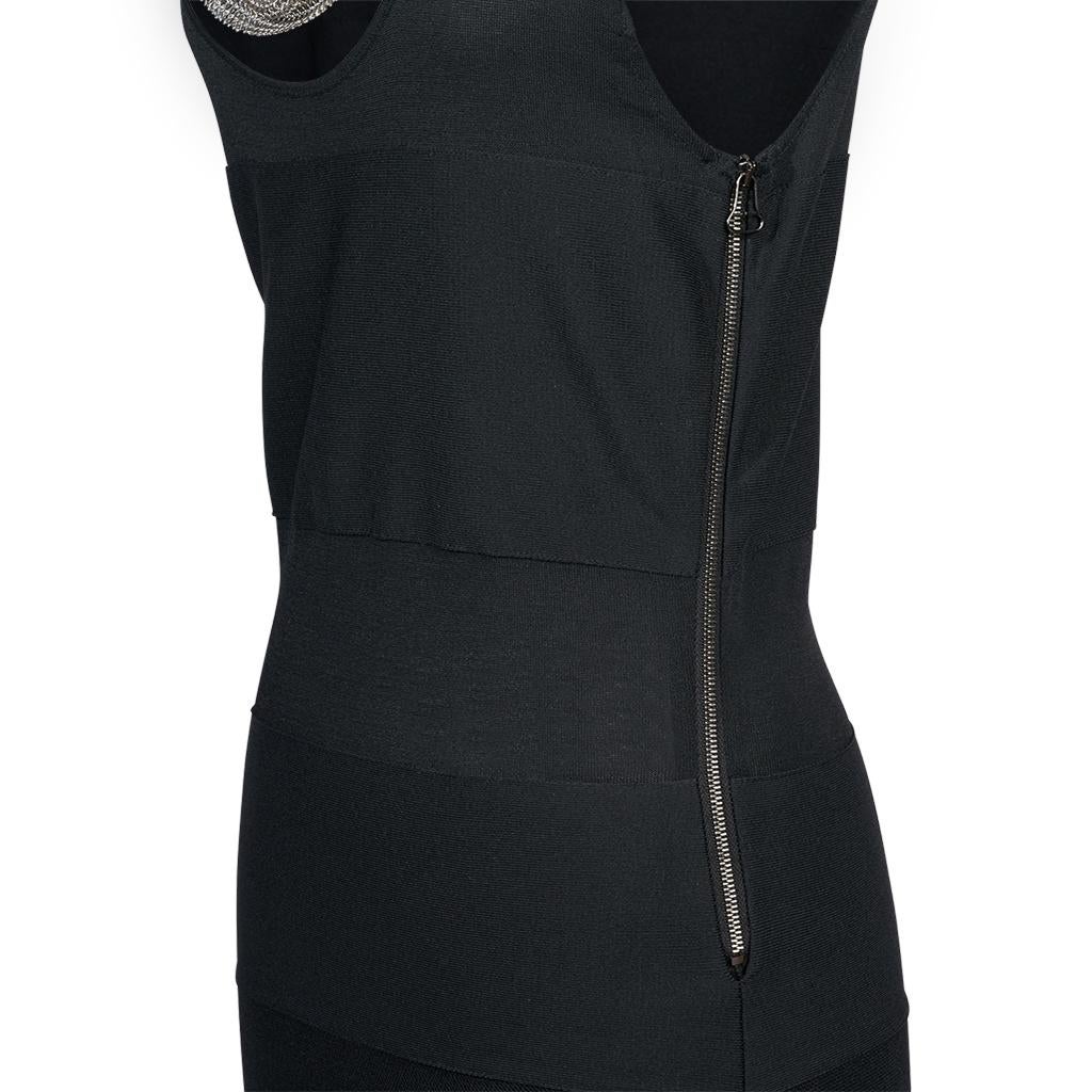 Balmain - Robe en maille noire tricotée avec chaîne argentée et détails en maille, taille 40 à 6 en vente 5