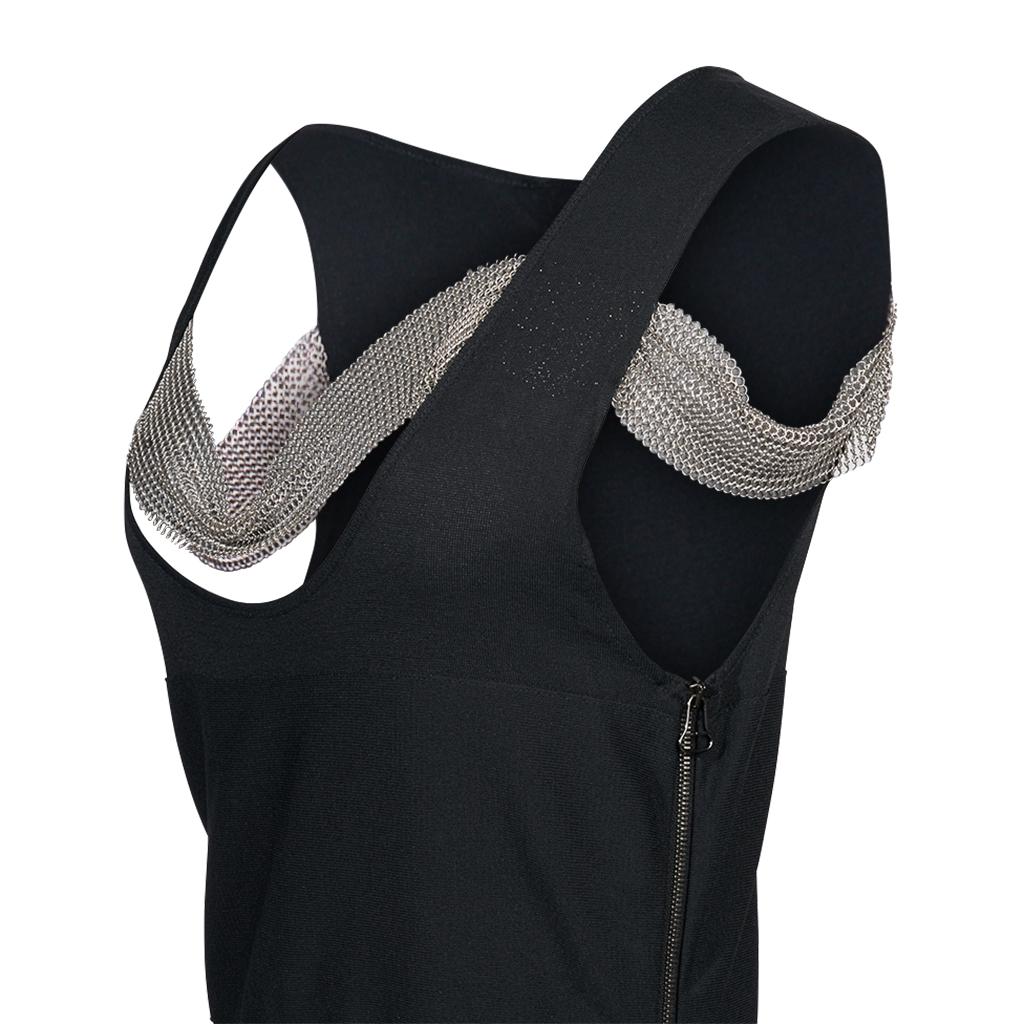 Balmain - Robe en maille noire tricotée avec chaîne argentée et détails en maille, taille 40 à 6 Pour femmes en vente