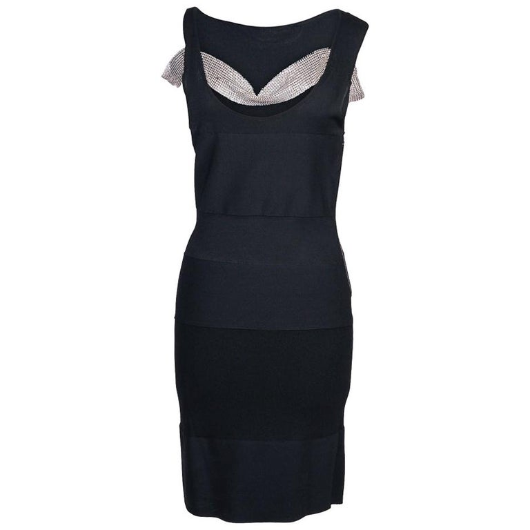 Balmain Dress Black Knit Silver Chain Mail Mesh Detail 40 / Fits 4 to 6 For  Sale at 1stDibs | black dress with silver chain, black chain mail dress,  mail mesh-masters.com