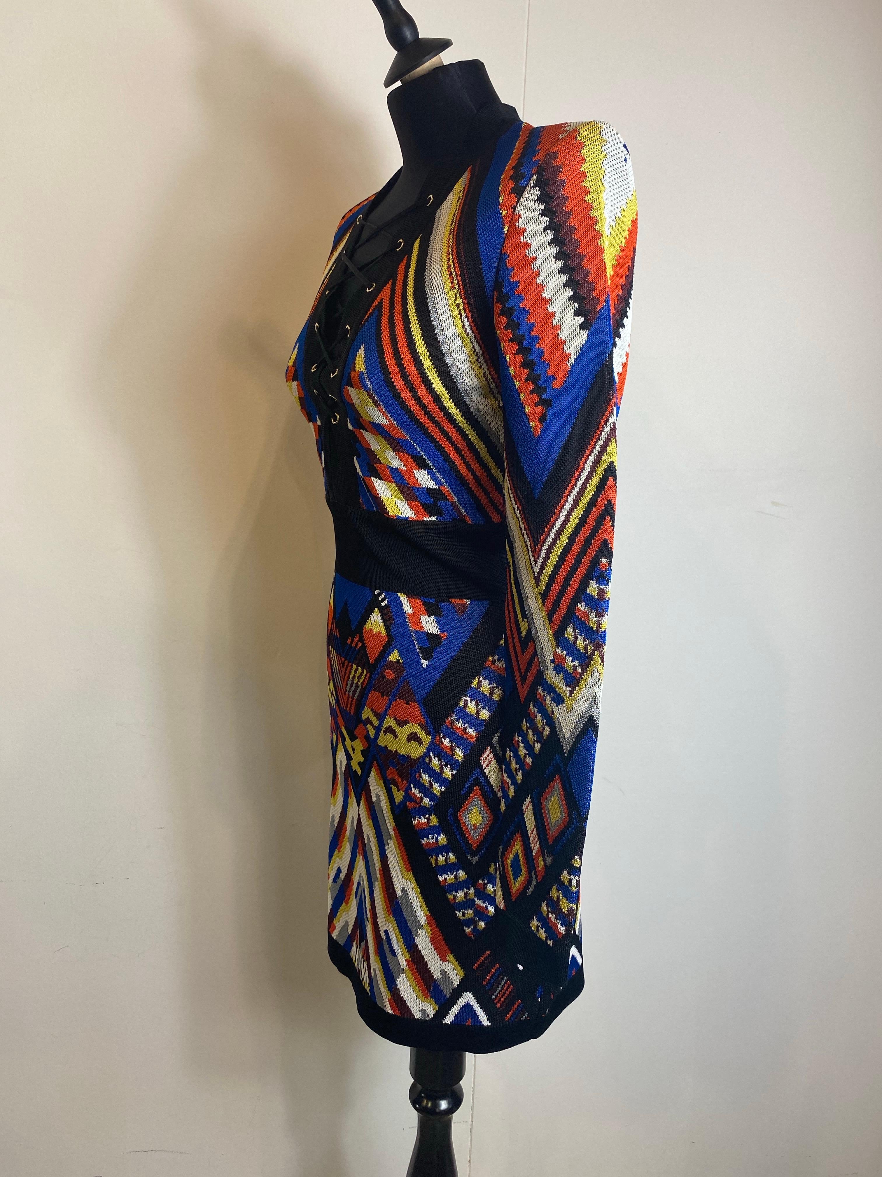 Robe Balmain à motif géométrique multicolore. Unisexe en vente