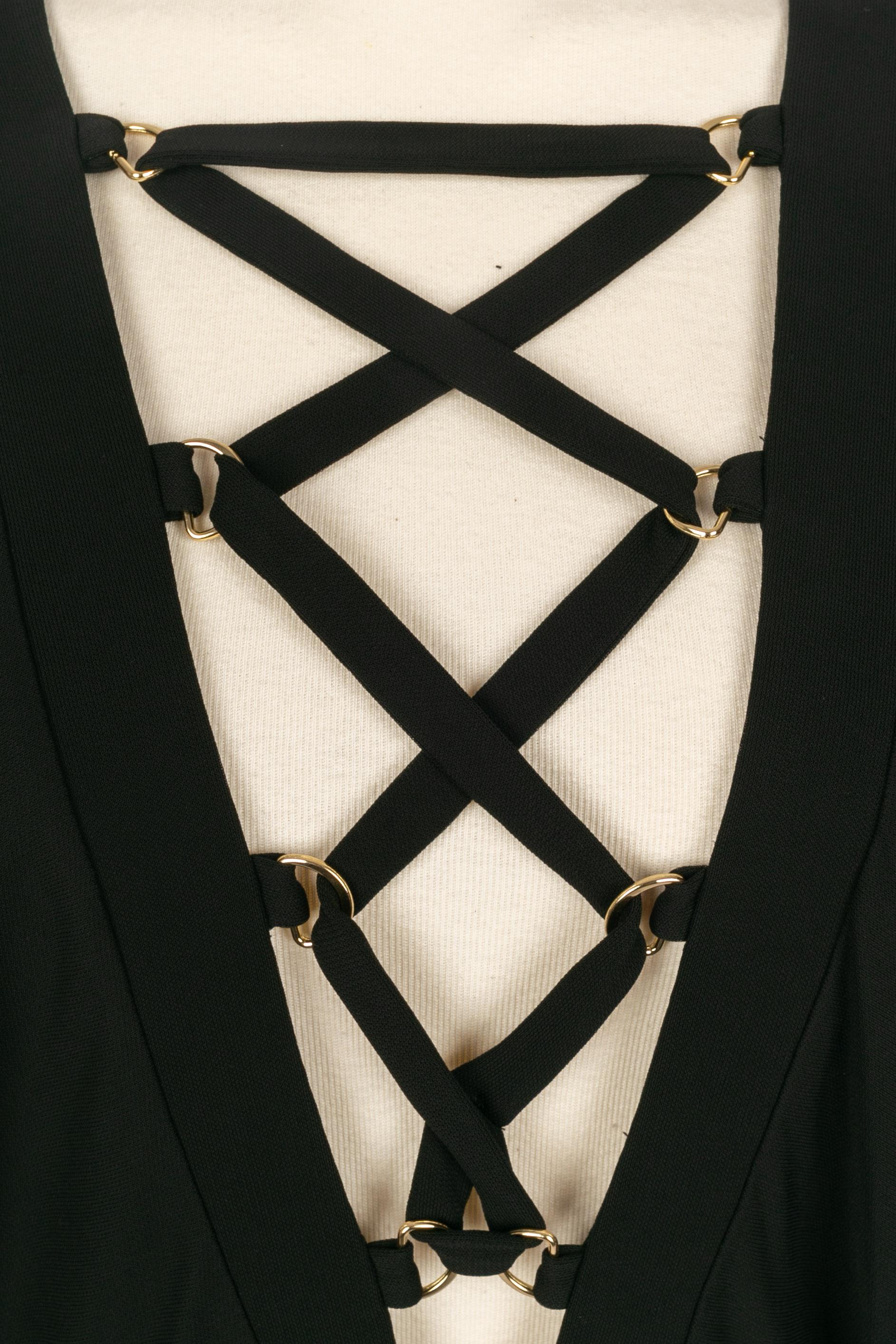 Black Balmain dress with laces For Sale
