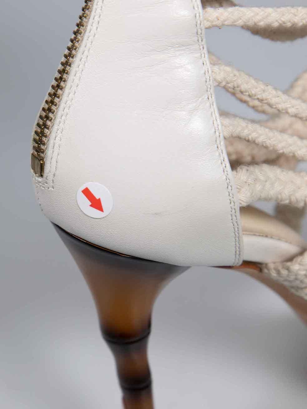 Balmain Ecru Woven Caged Sandals Size IT 39 For Sale 2