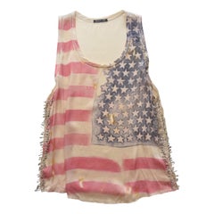 BALMAIN Embellished  American Flag-Print Silk Tank 2011  Mint Size 38
