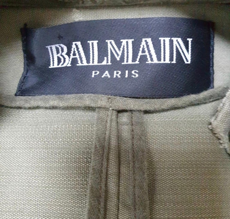 Balmain Embellished Cotton-canvas Napoleon Coat Jacket For Sale at 1stDibs