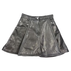 Balmain Embellished Pleated Leather Mini Skirt Fr 36 Uk 8