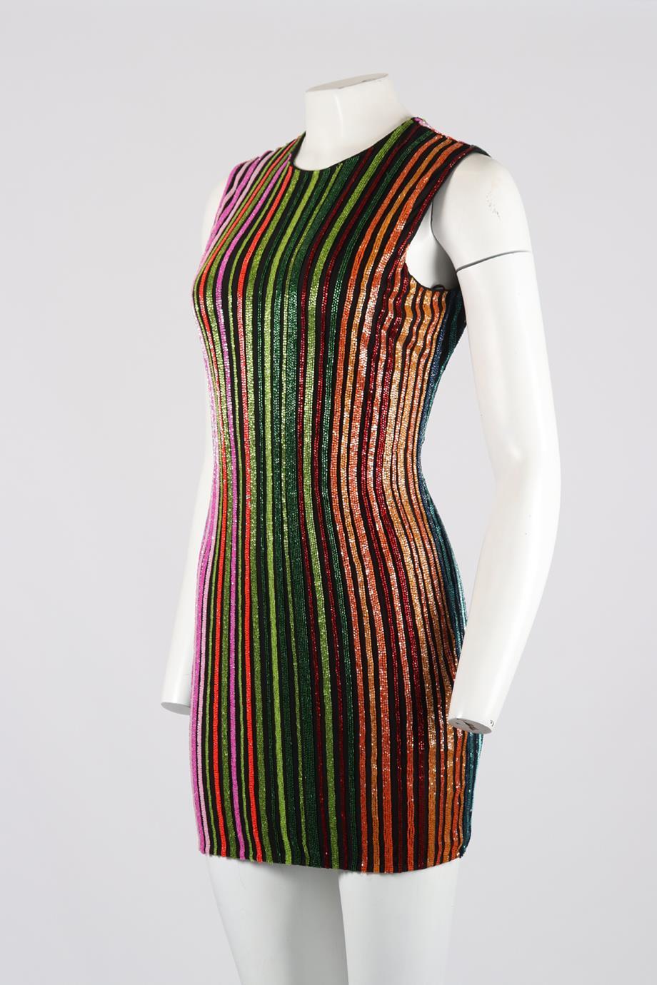 Balmain Embellished Stretch Mesh Mini Dress Fr 38 Uk 10 In Excellent Condition In London, GB