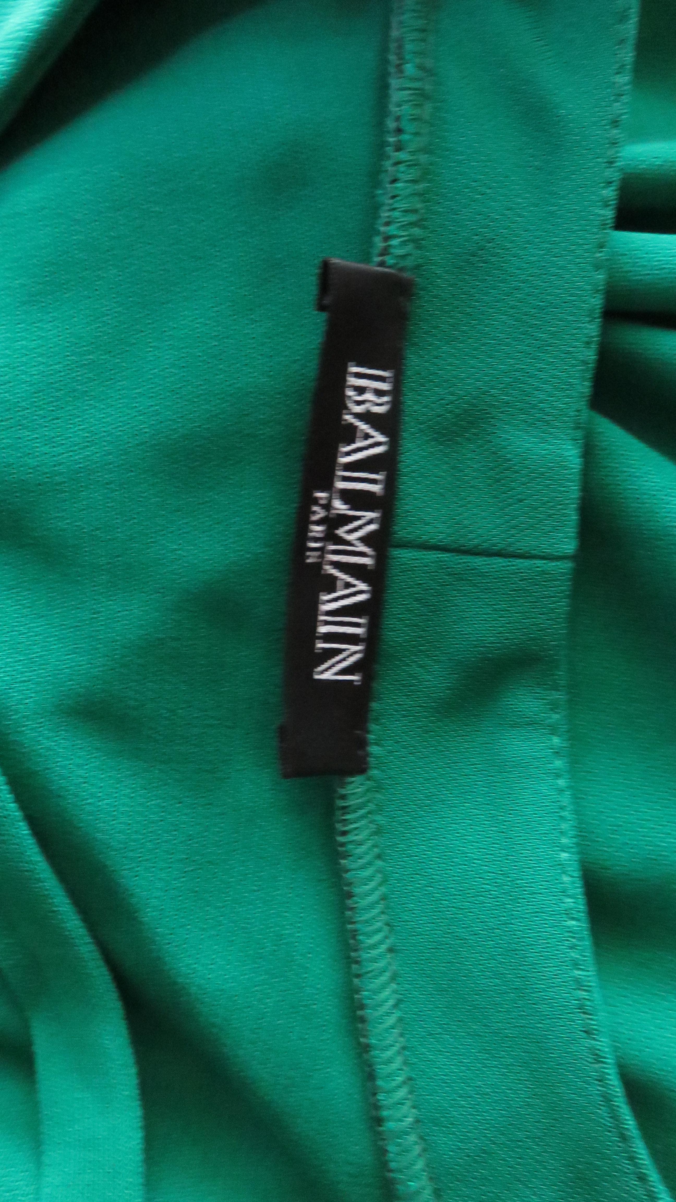 Balmain Emerald Green Lace up Plunge Dress 8