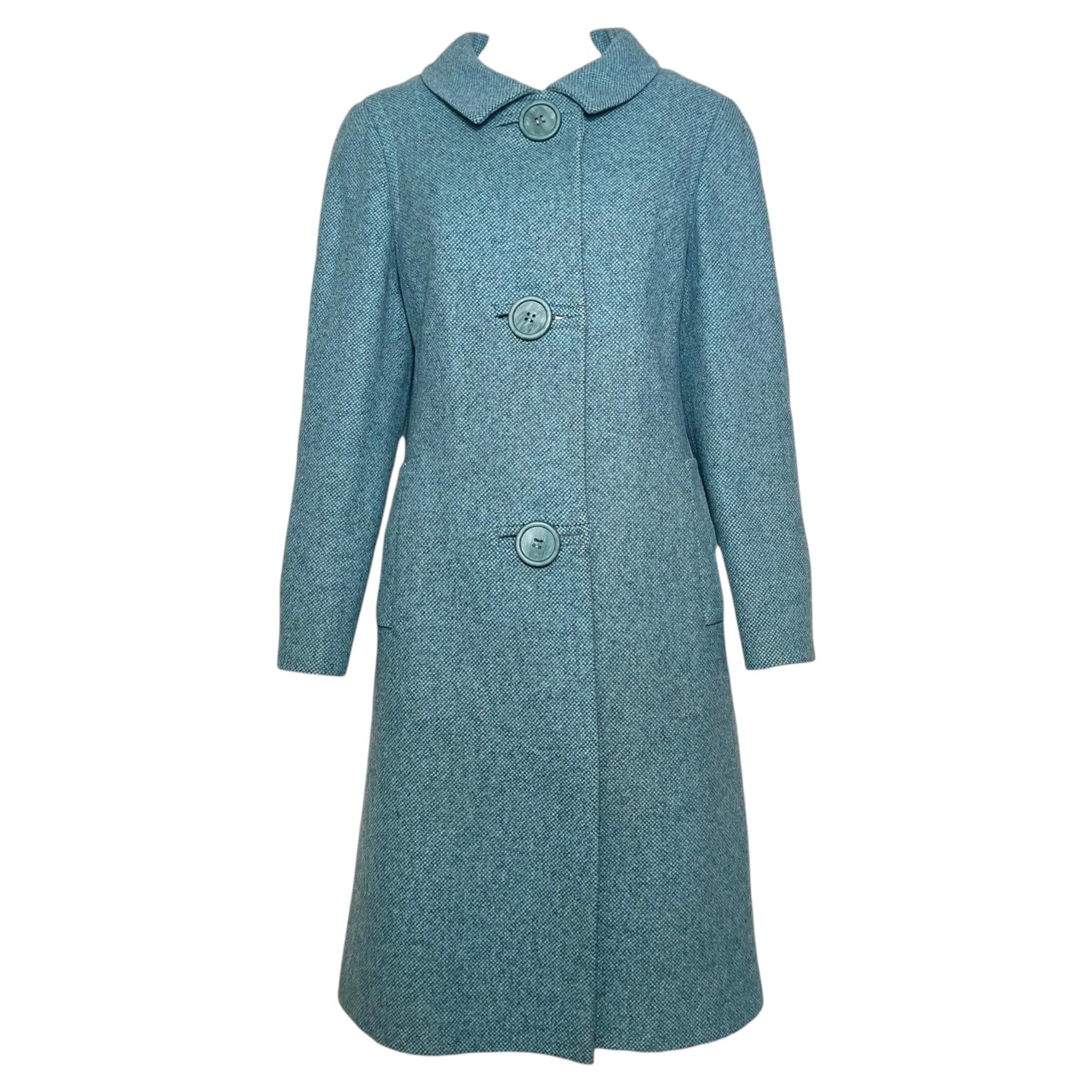 Balmain per TWA 1965: cappotto da assistente di volo in lana tweed "French Blue Pebble"