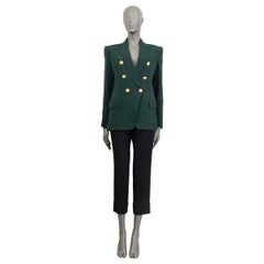 BALMAIN forest green viscose DOUBLE BREASTE Blazer Jacket 36 XS
