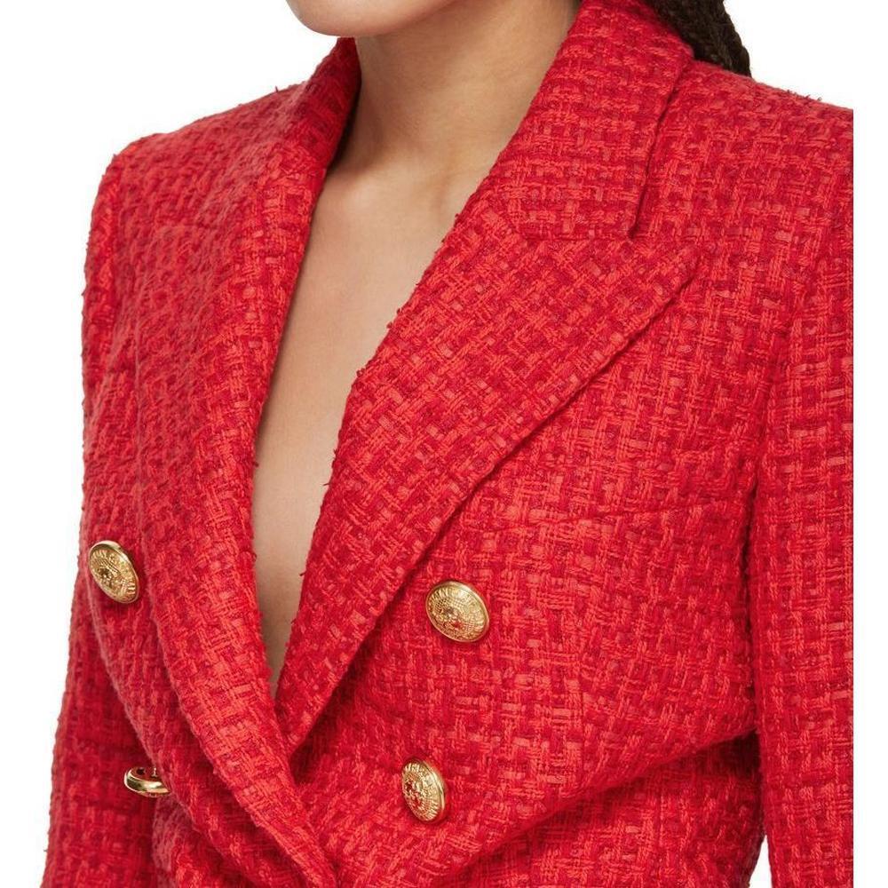 Balmain Frayed Red Tweed Jacket For Sale 2