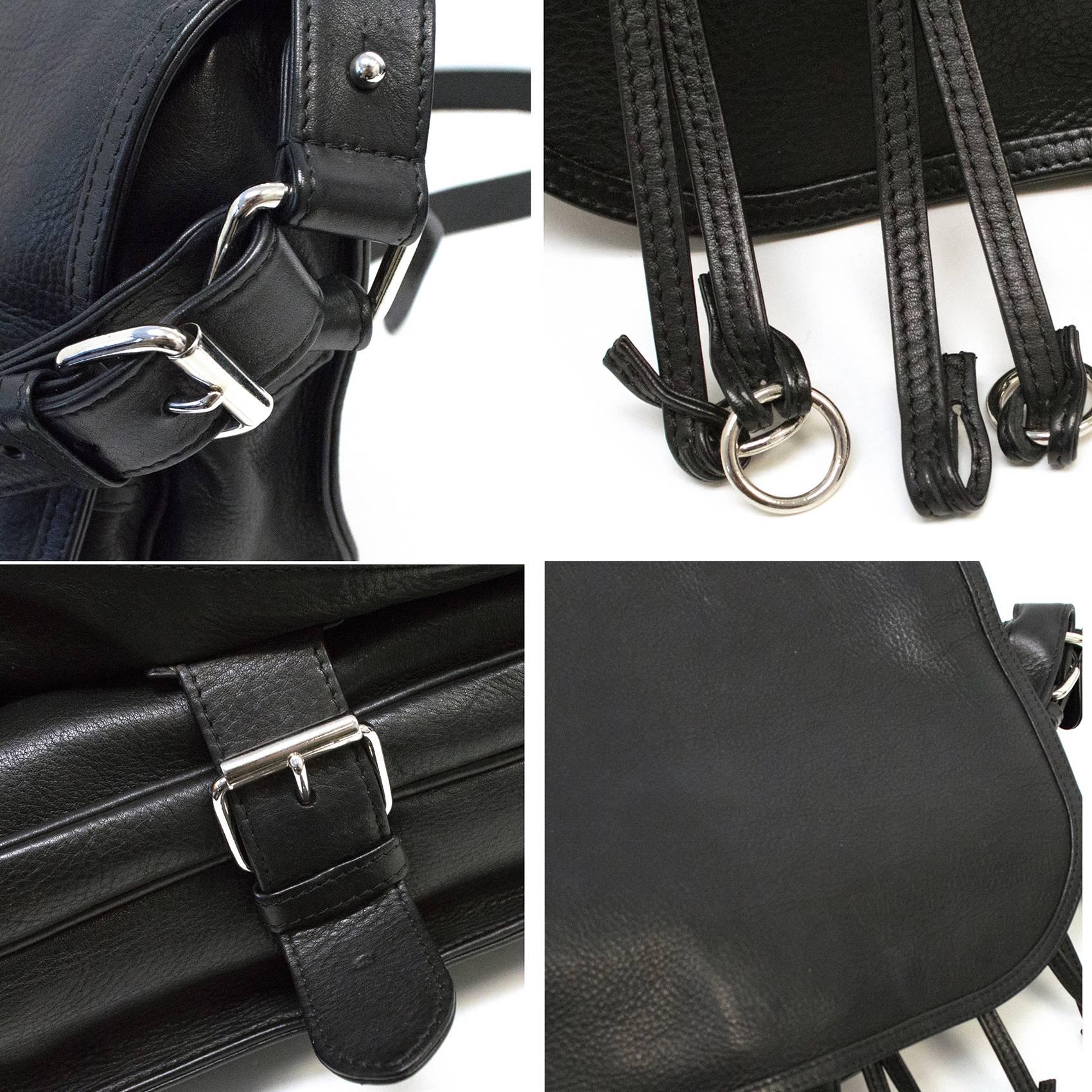 Balmain Fringed Black Saddle Bag For Sale 1